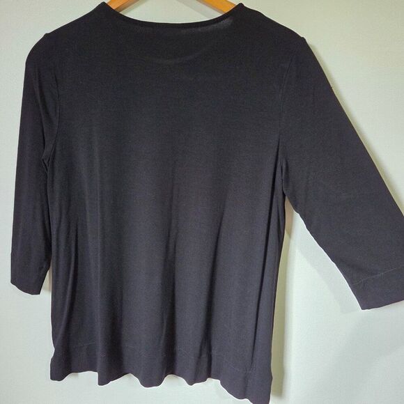 EUC J JILL BLACK CREW NECK SOFT 3/4 SLEEVES MINIMALIST TOP SIZE SMALL - Picture 3 of 13